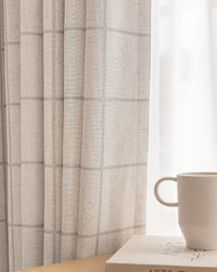 Brooke Plaid Linen Blend Pinch Pleated Curtains