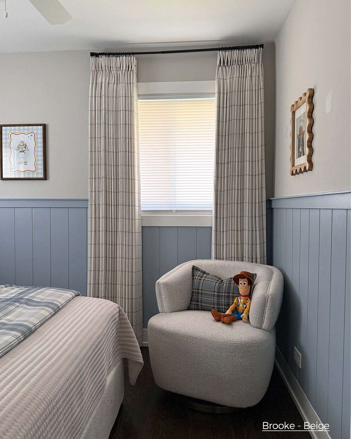 Brooke Plaid Linen Pinch Pleat Curtains