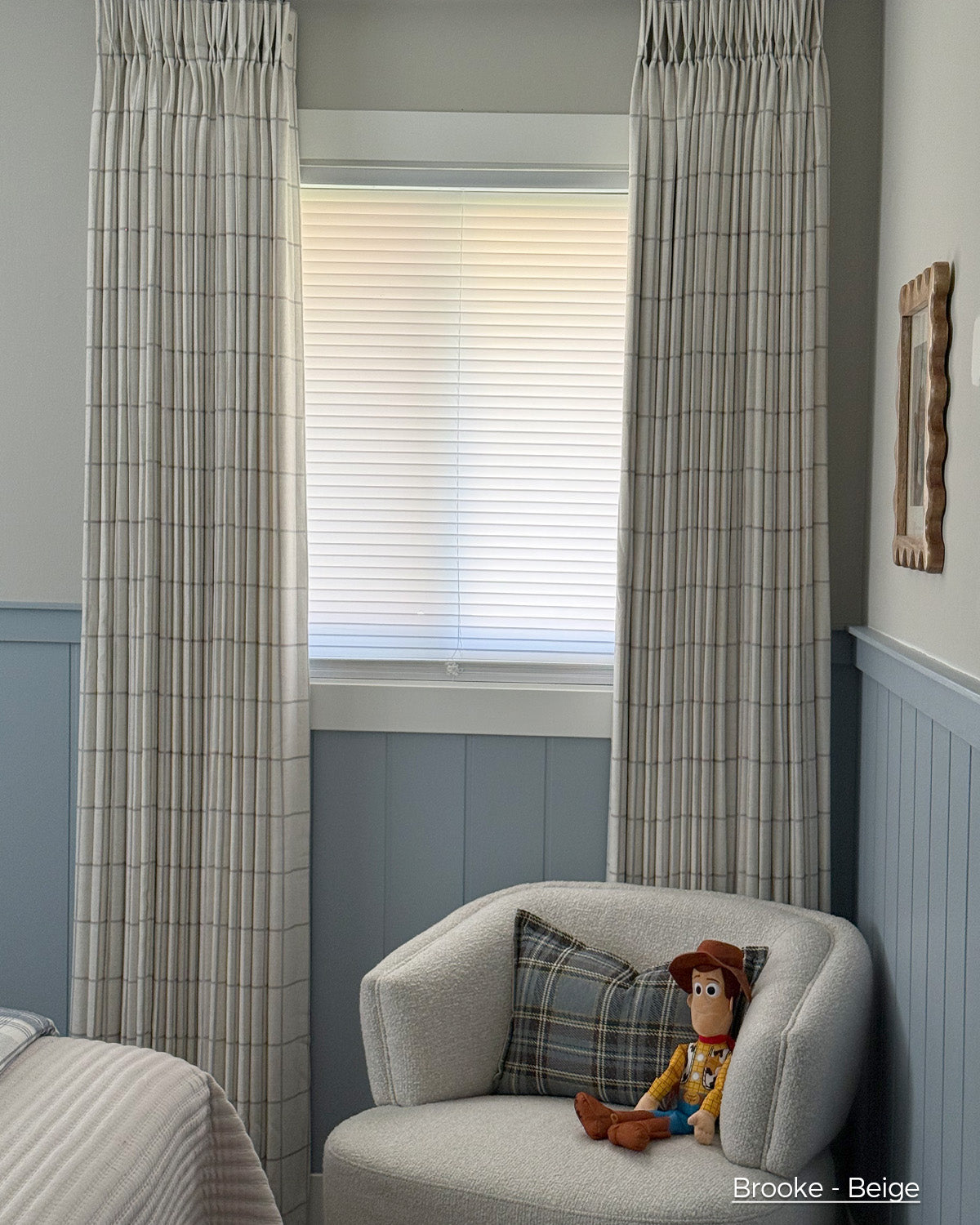 Brooke Plaid Linen Pinch Pleat Curtains