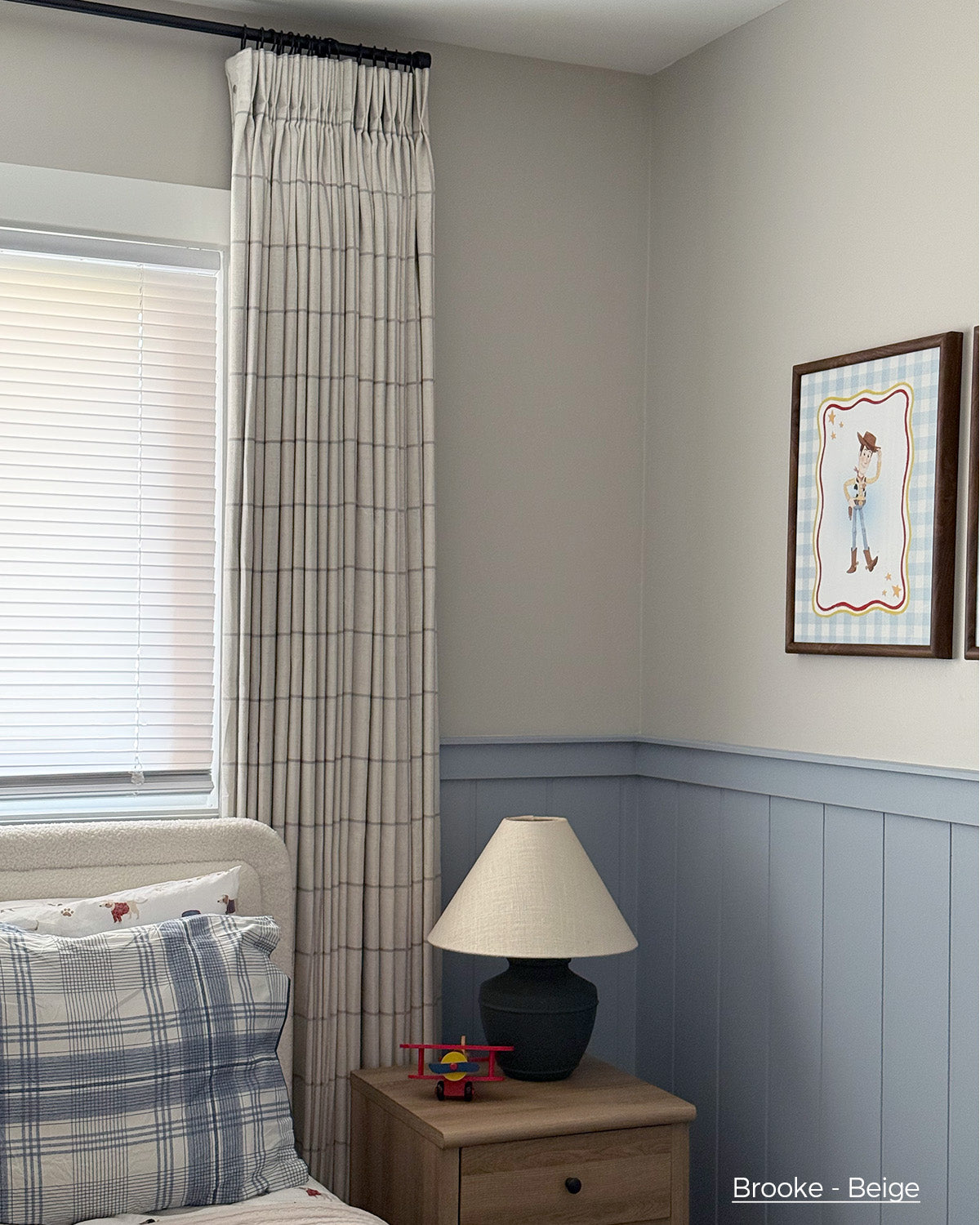 Brooke Plaid Linen Pinch Pleat Curtains