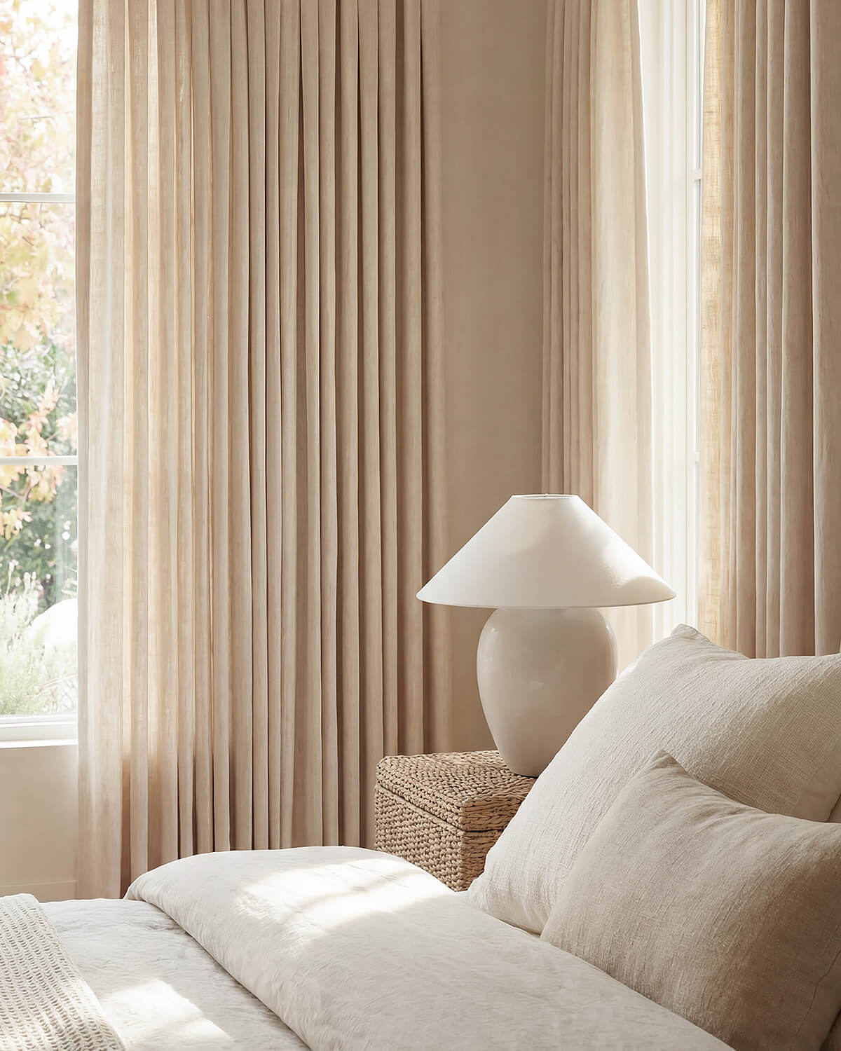 Timeless Densely Woven Linen Curtains – Pinch Pleat, Light-Filtering for Living/Bedroom ( Jessa )