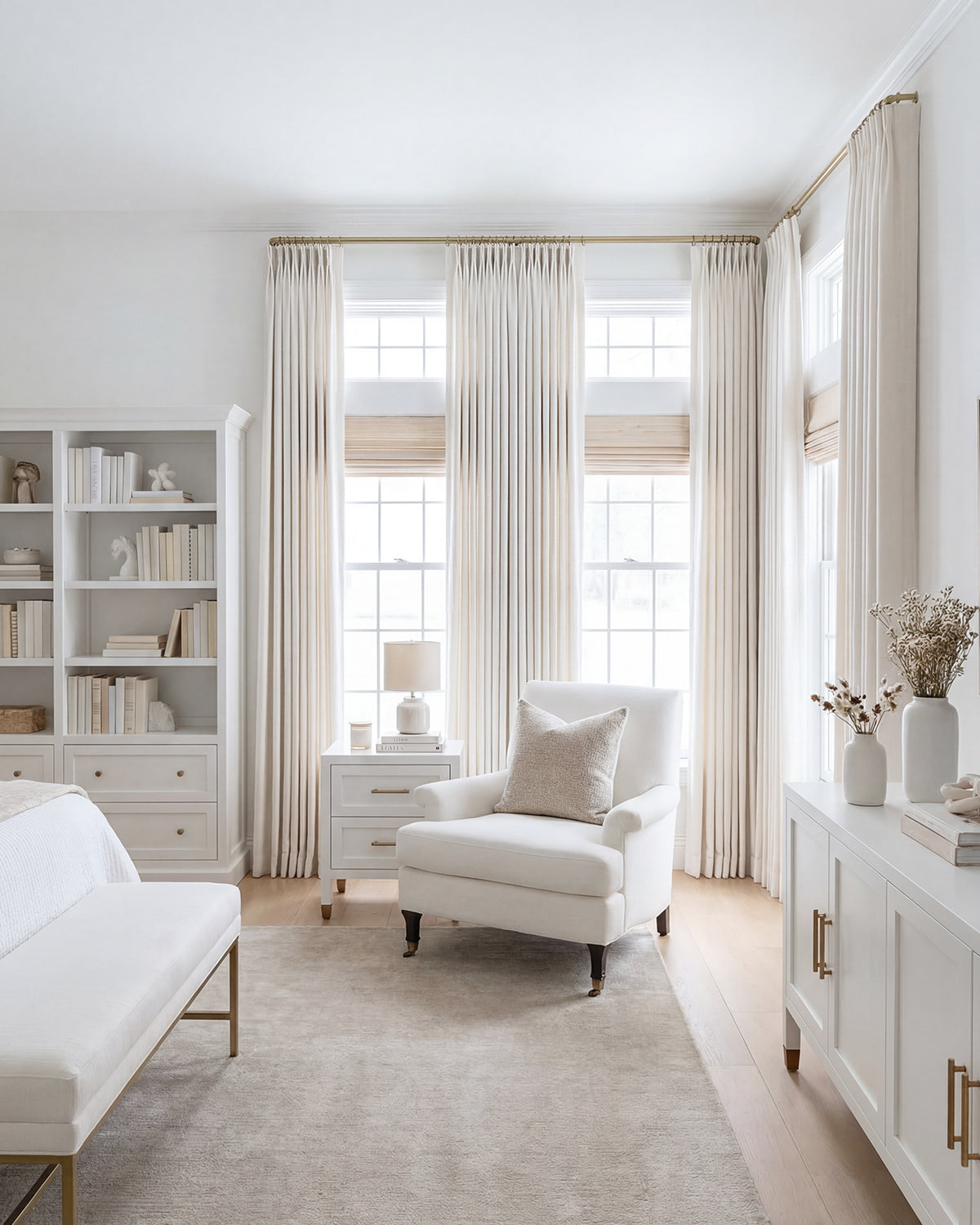 Lucy Neutral Linen Blend Curtains – Light Filtering Pinch Pleat Drapes,  for Living Room & Bedroom