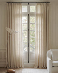 Textured Linen Blend Curtains – Pinch Pleated, Semi Sheer & Elegant Drapes for Living Room & Dining Room (Liz)