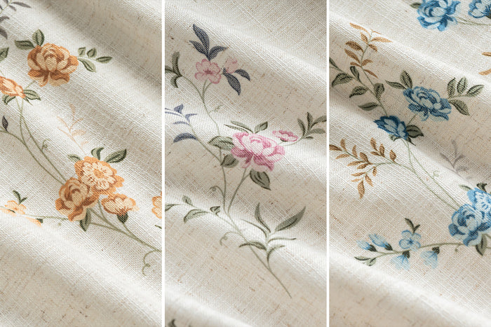 Natural Linen Texture Delicate Botanical Prints