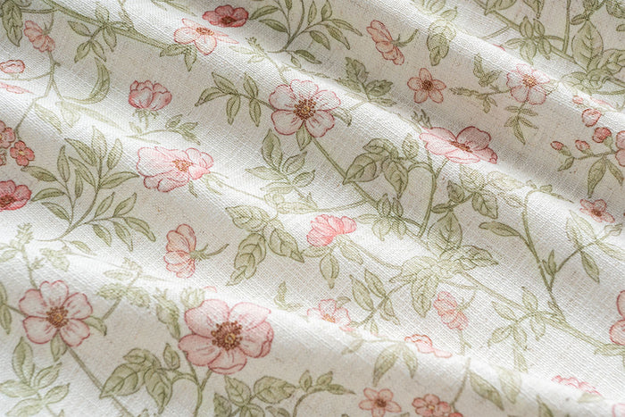 Delicate Botanical Prints & Natural Linen Texture