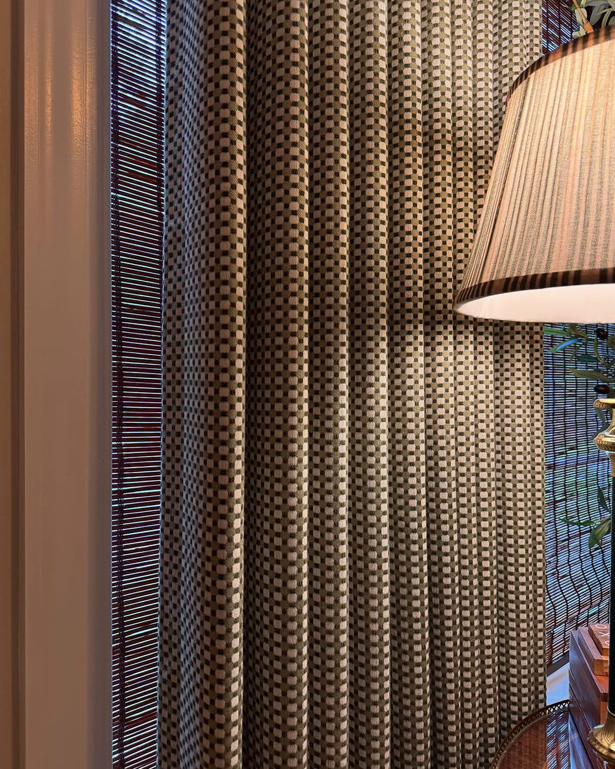 85% Blackout Pinch Pleated Curtains | Modern Pixelated Check Design, Noise Cancelling for Bedrooms & Media Rooms (Frankie)