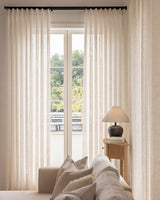 Textured Linen Blend Curtains – Pinch Pleated, Semi Sheer & Elegant Drapes for Living Room & Dining Room (Liz)