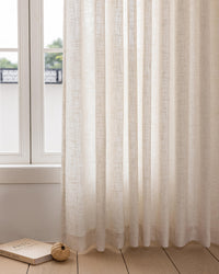 Textured Linen Blend Curtains – Pinch Pleated, Semi Sheer & Elegant Drapes for Living Room & Dining Room (Liz)