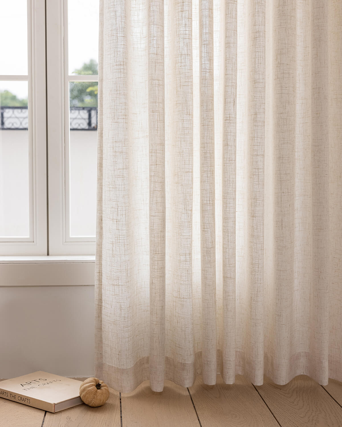 Textured Linen Blend Curtains – Pinch Pleated, Semi Sheer & Elegant Drapes for Living Room & Dining Room (Liz)