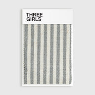 A fabric swatch for the Colette striped curtain in light grey and cream, showing its woven linen-blend texture