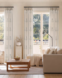 Pattern Linen Pinch Pleated Curtains– Charming Floral & Vine Print, Light-Filtering for Living Room & Bedroom (Lily)