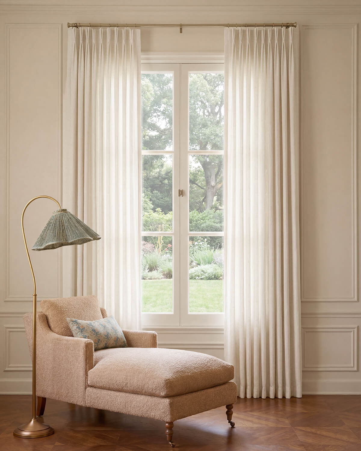 Neutral Linen Blend Curtains – Pinch Pleated, Light Filtering & Elegant Drapes for Living Room & Dining Room (Lucy)