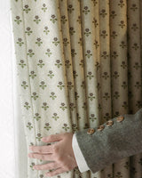 Charming Ditsy Floral Luxury Curtains | Jacquard Woven, Thermal & Blackout for Cozy Bedrooms & Living Room (Aurelia)