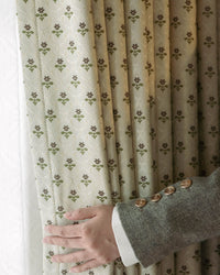 Charming Ditsy Floral Luxury Curtains | Jacquard Woven, Thermal & Blackout for Cozy Bedrooms & Living Room (Aurelia)