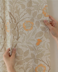 Patterned Linen Blend Flora Curtains – Pinch Pleated, Light Filtering & Elegant Drapes for Living Room (Amara)