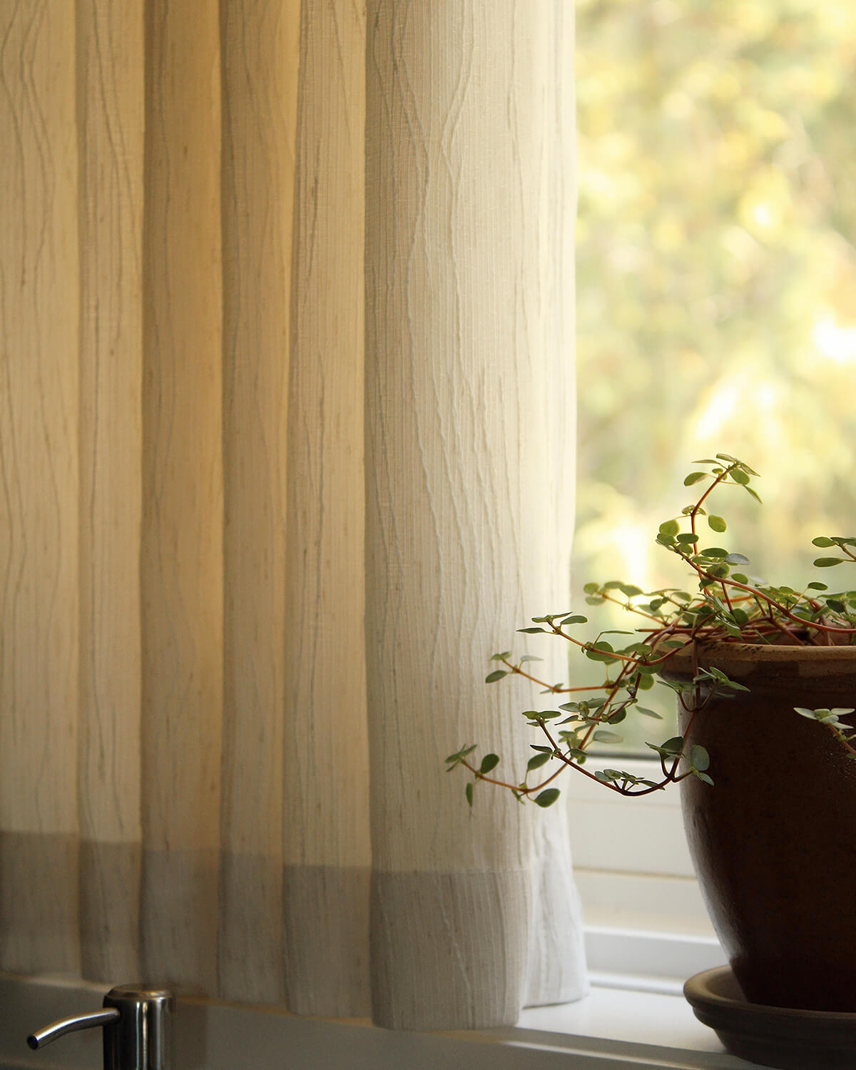 June Light Filtering Flax Linen Sheer Cafe Curtains