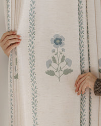 Pattern Linen Pinch Pleated Curtains– Charming Floral & Vine Print, Light-Filtering for Living Room & Bedroom (Lily)