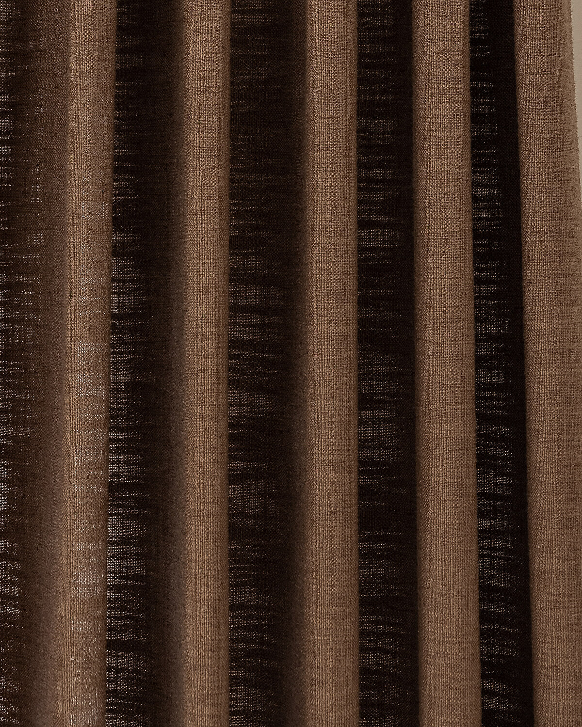 Warm Brown Linen Curtains – Pinch Pleated, Blackout & Elegant Drapes for Living Room & Dining Room (Zen)