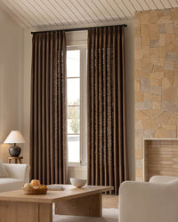 Warm Brown Linen Curtains – Pinch Pleated, Blackout & Elegant Drapes for Living Room & Dining Room (Zen)