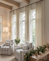 Elegant Pinstripe Blackout & Light Filtering Curtains – Linen-Cotton Blend for Timeless Style in Living Rooms & Bedrooms (Willow)