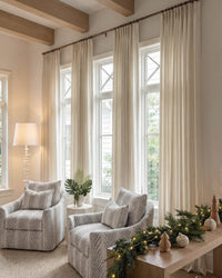 Elegant Pinstripe Blackout & Light Filtering Curtains – Linen-Cotton Blend for Timeless Style in Living Rooms & Bedrooms (Willow)