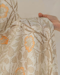 Patterned Linen Blend Flora Curtains – Pinch Pleated, Light Filtering & Elegant Drapes for Living Room (Amara)