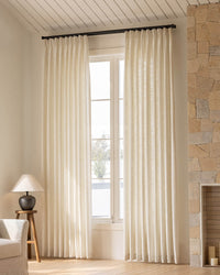 Neutral Linen Blend Curtains – Pinch Pleated, Light Filtering & Elegant Drapes for Living Room & Dining Room (Zen)