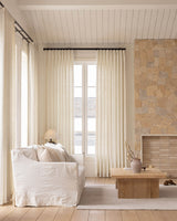 Neutral Linen Blend Curtains – Pinch Pleated, Light Filtering & Elegant Drapes for Living Room & Dining Room (Zen)