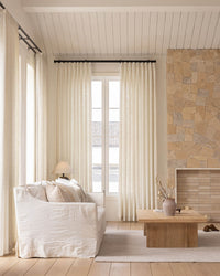 Neutral Linen Blend Curtains – Pinch Pleated, Light Filtering & Elegant Drapes for Living Room & Dining Room (Zen)