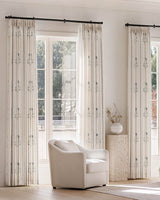 Pattern Linen Pinch Pleated Curtains– Charming Floral & Vine Print, Light-Filtering for Living Room & Bedroom (Lily)