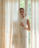 Patterned Linen Blend Flora Curtains – Pinch Pleated, Light Filtering & Elegant Drapes for Living Room (Amara)