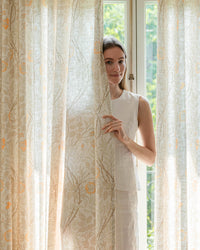 Patterned Linen Blend Flora Curtains – Pinch Pleated, Light Filtering & Elegant Drapes for Living Room (Amara)