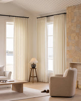 Neutral Linen Blend Curtains – Pinch Pleated, Light Filtering & Elegant Drapes for Living Room & Dining Room (Zen)