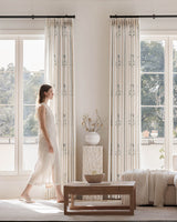 Pattern Linen Pinch Pleated Curtains– Charming Floral & Vine Print, Light-Filtering for Living Room & Bedroom (Lily)