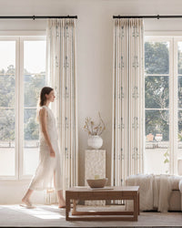 Pattern Linen Pinch Pleated Curtains– Charming Floral & Vine Print, Light-Filtering for Living Room & Bedroom (Lily)