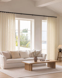 Neutral Linen Blend Curtains – Pinch Pleated, Light Filtering & Elegant Drapes for Living Room & Dining Room (Zen)