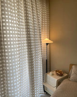 Aria Cotton Textured Check Pattern Curtains