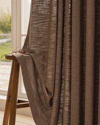 Warm Brown Linen Curtains – Pinch Pleated, Blackout & Elegant Drapes for Living Room & Dining Room (Zen)