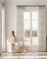 Pattern Linen Pinch Pleated Curtains– Charming Floral & Vine Print, Light-Filtering for Living Room & Bedroom (Lily)