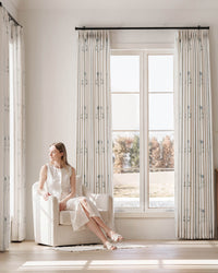 Pattern Linen Pinch Pleated Curtains– Charming Floral & Vine Print, Light-Filtering for Living Room & Bedroom (Lily)