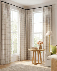 Brooke Plaid Linen Blend Pinch Pleated Curtains