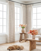 Brooke Plaid Linen Blend Pinch Pleated Curtains