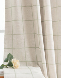Brooke Plaid Linen Blend Pinch Pleated Curtains