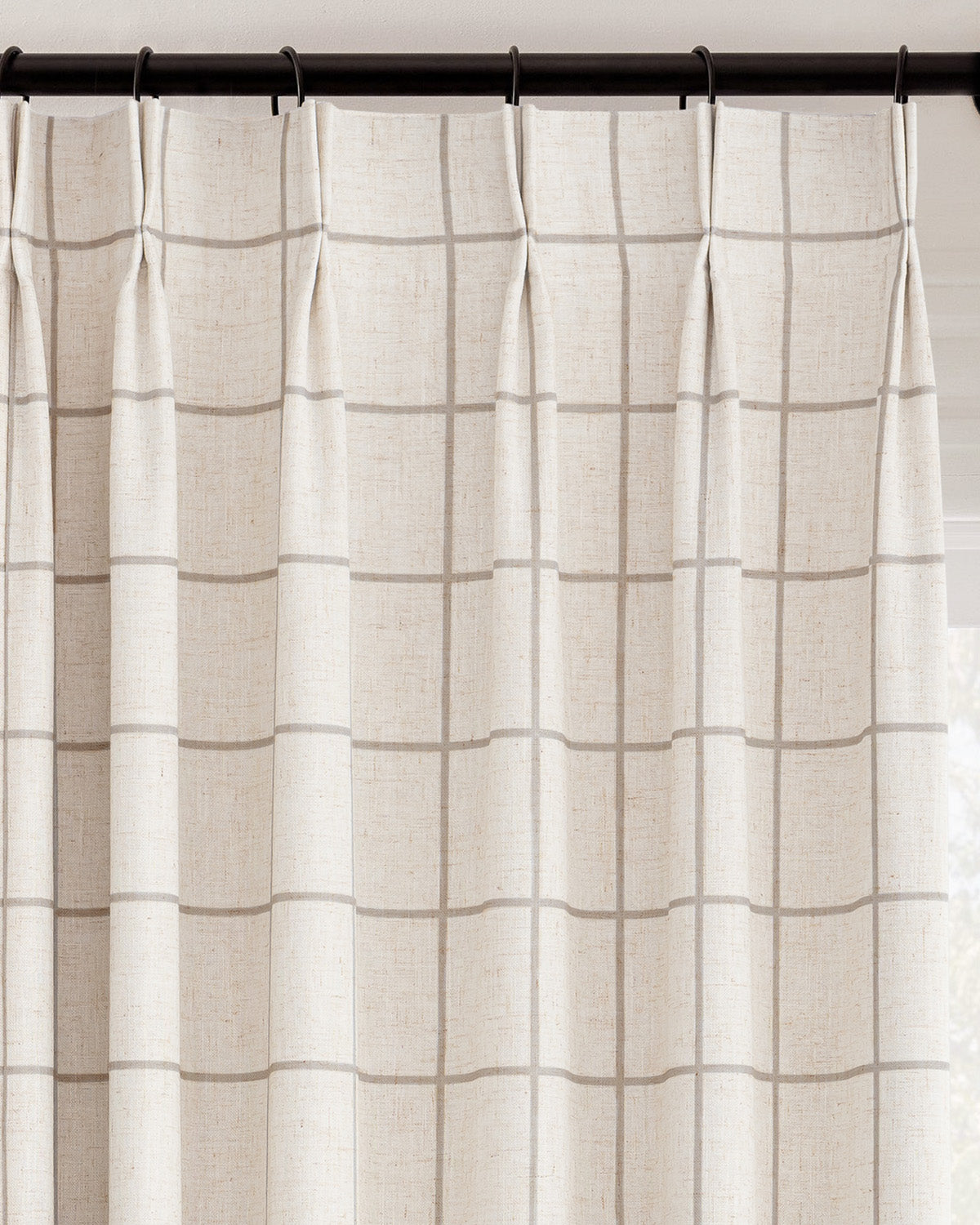 Brooke Plaid Linen Blend Pinch Pleated Curtains