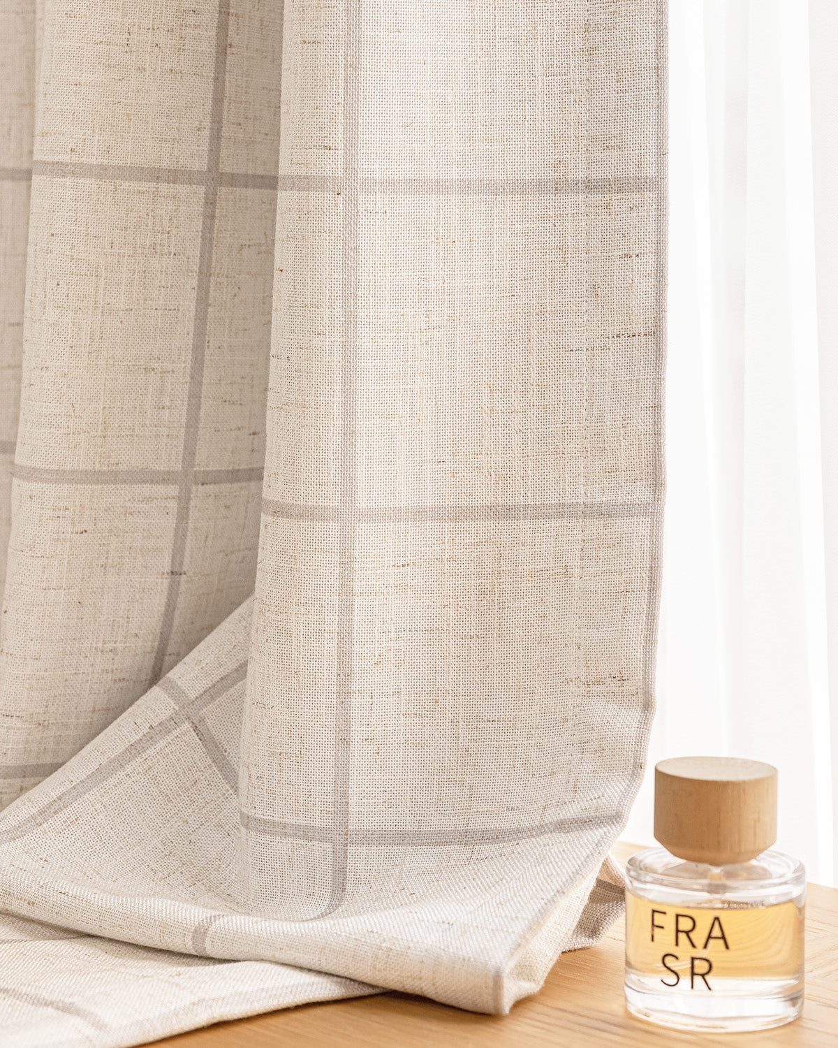 Brooke Plaid Linen Blend Pinch Pleated Curtains