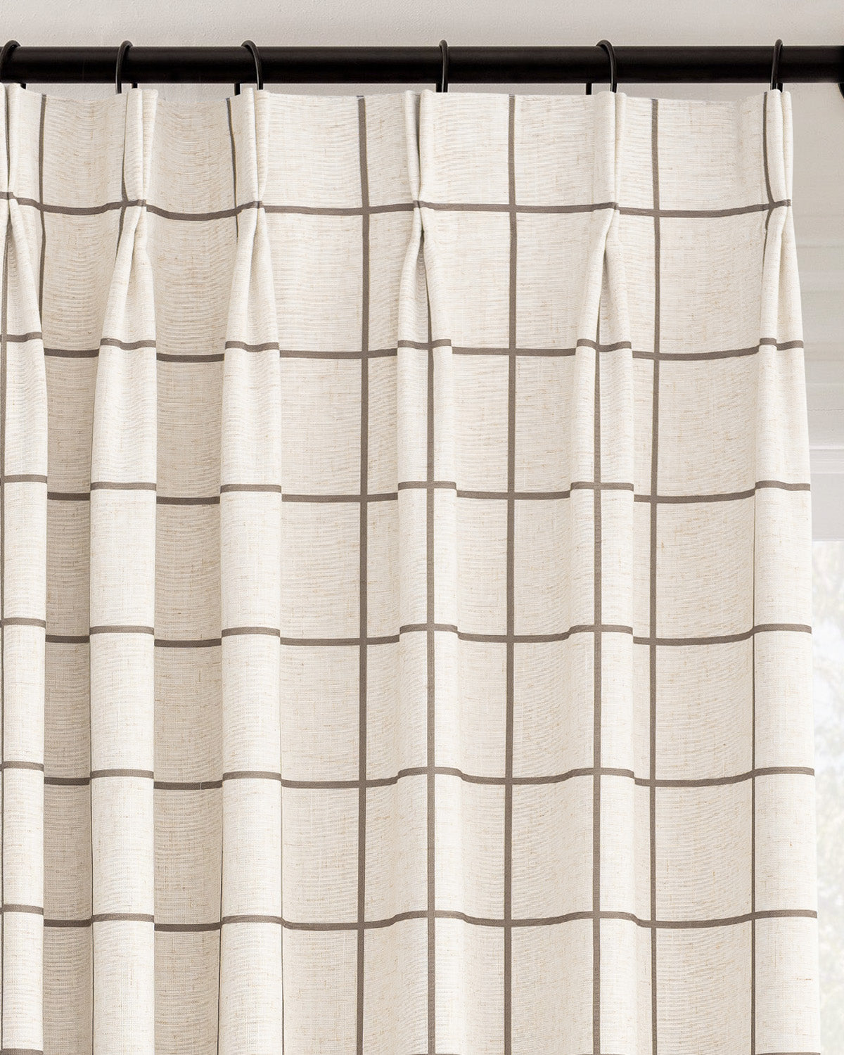 Brooke Plaid Linen Blend Pinch Pleated Curtains