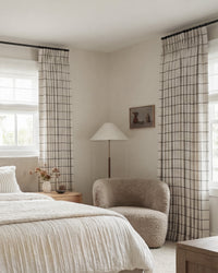 Brooke Plaid Linen Blend Pinch Pleated Curtains