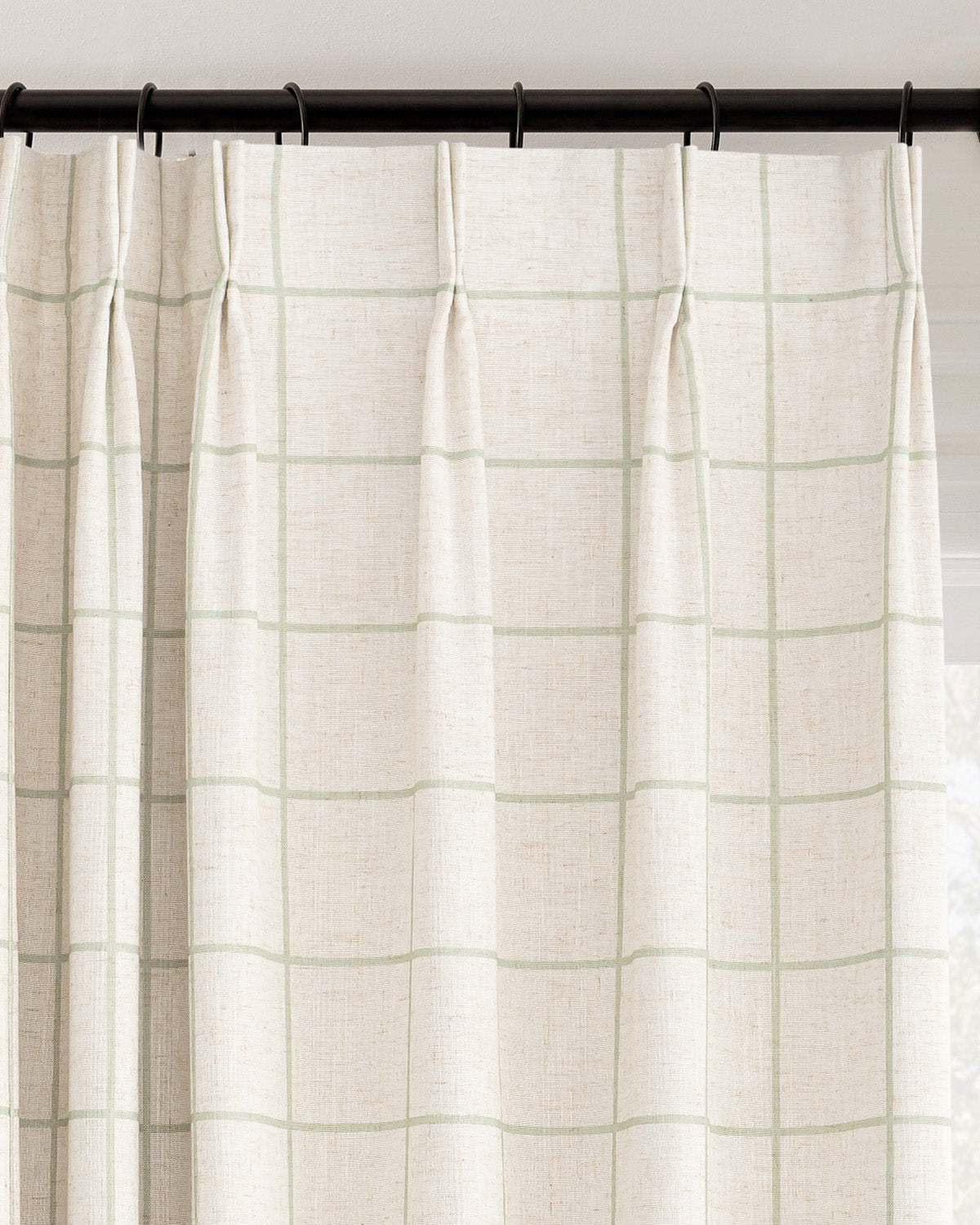 Brooke Plaid Linen Blend Pinch Pleated Curtains