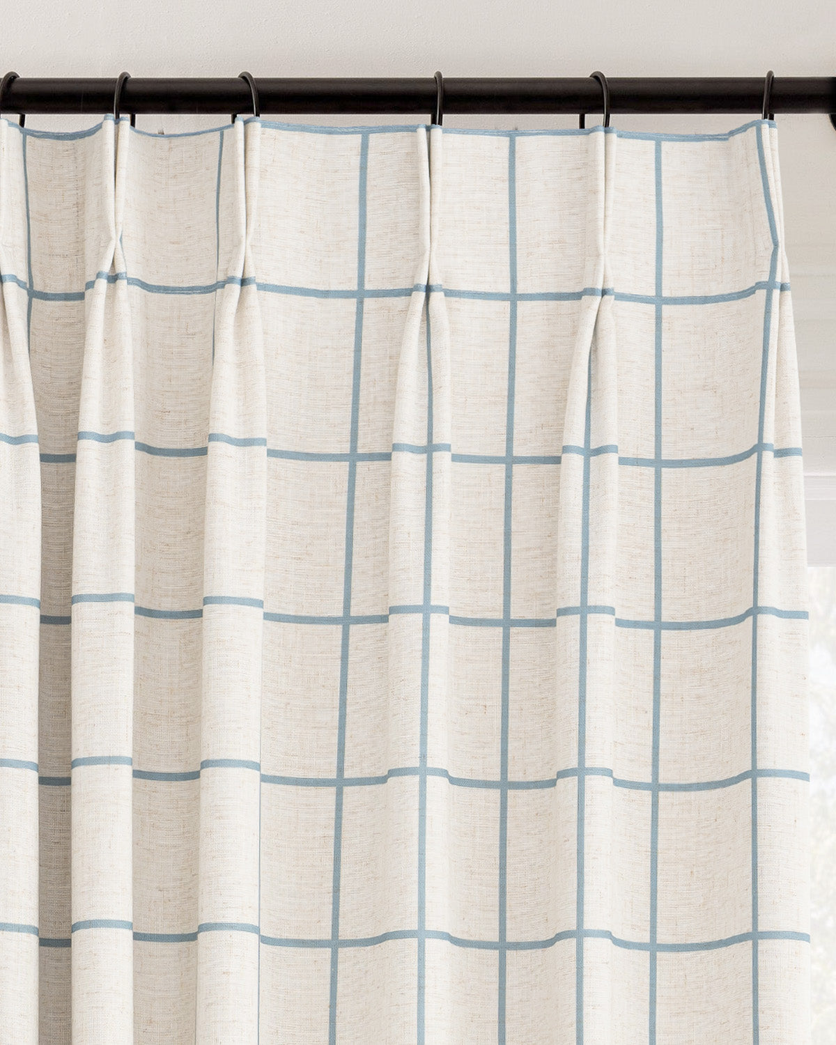 Brooke Plaid Linen Blend Pinch Pleated Curtains