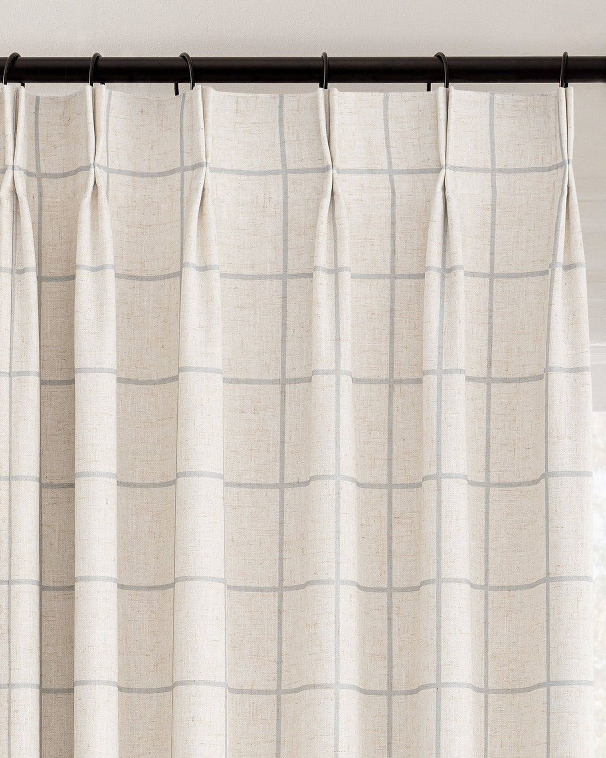Brooke Plaid Linen Blend Pinch Pleated Curtains